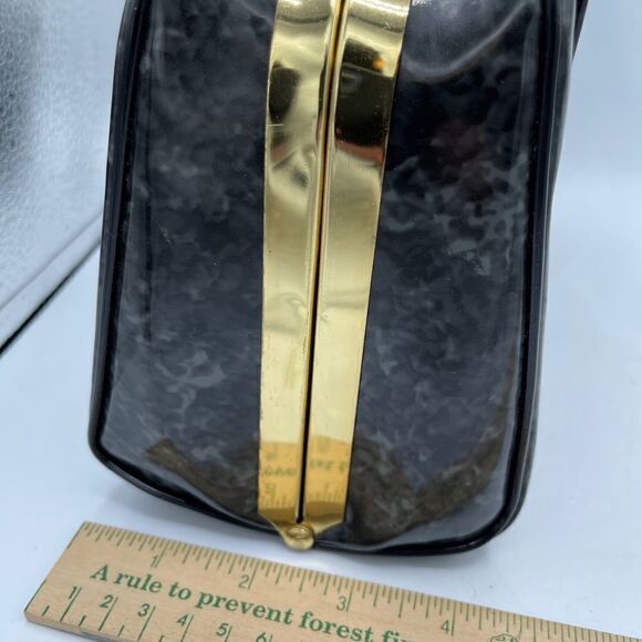 Vintage Stuart "Lady" McQuire Patent leather black marbled Handbag - Picture 10 of 14